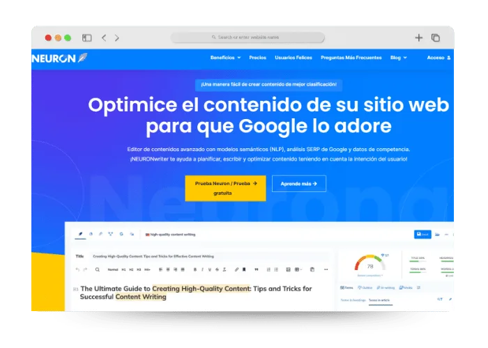 NeuronWriter detalles, opiniones, pros, contras, precios y mas