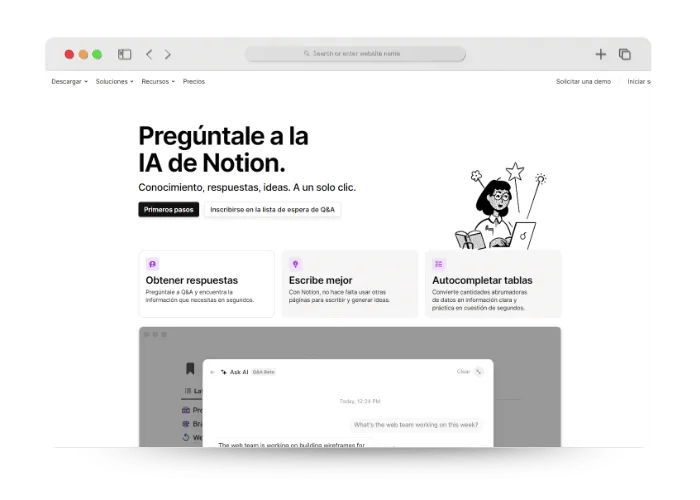 Notion AI características, opiniones, precios y mas
